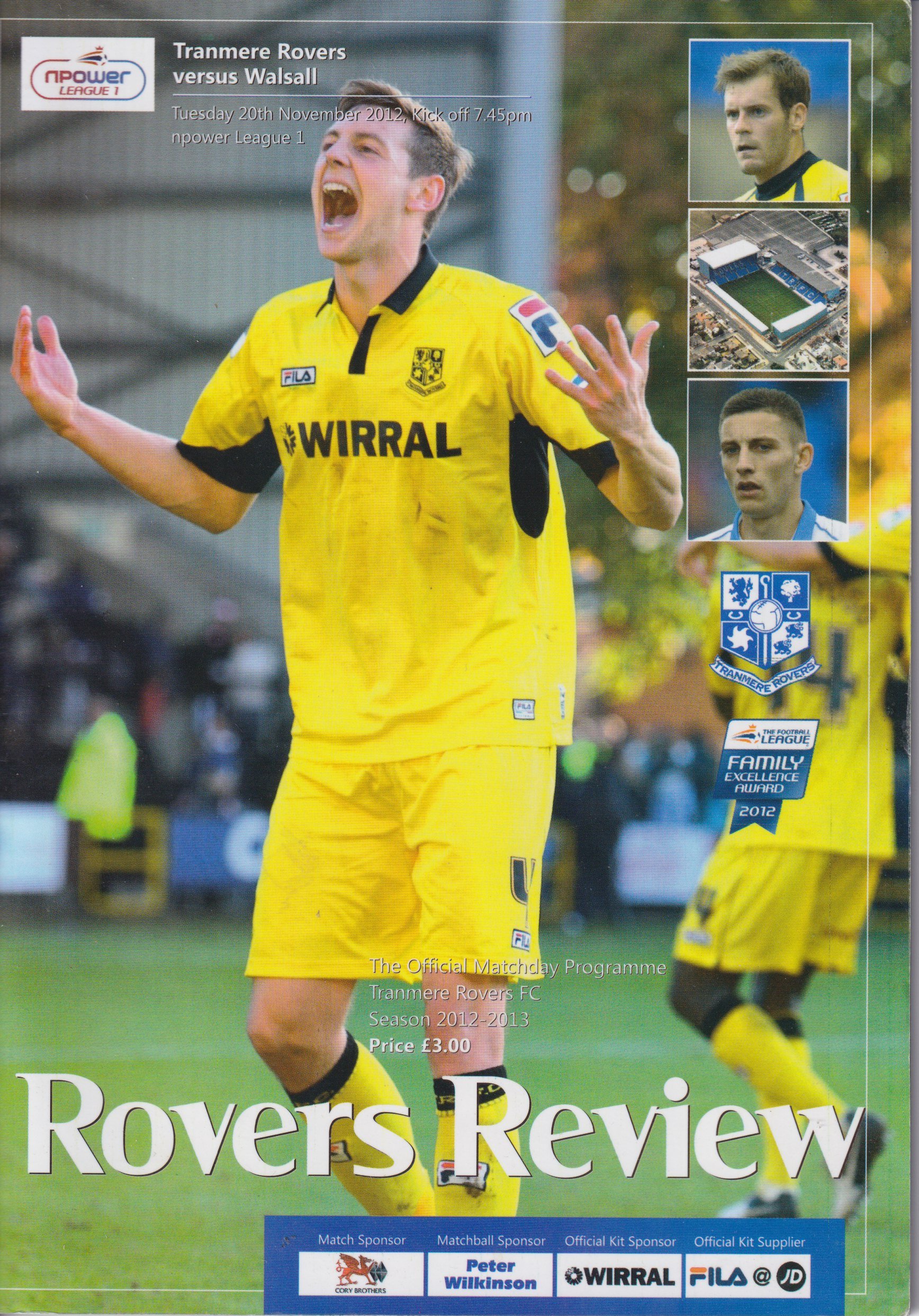 Tranmere Rovers v Walsall match programme